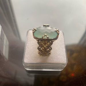 Handmade lucky clover 4 leaves style gold plated silver ring , size 7